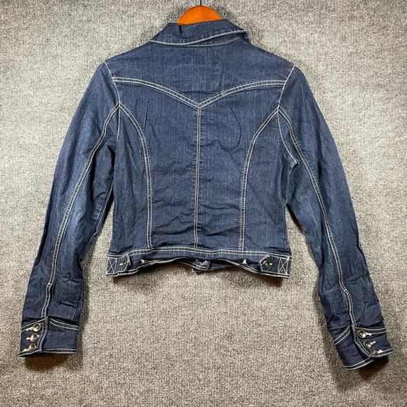 Rue 21 Button Up Jean Jacket Women's Medium Blue Long Sleeve Streetwear Denim - Picture 7 of 7